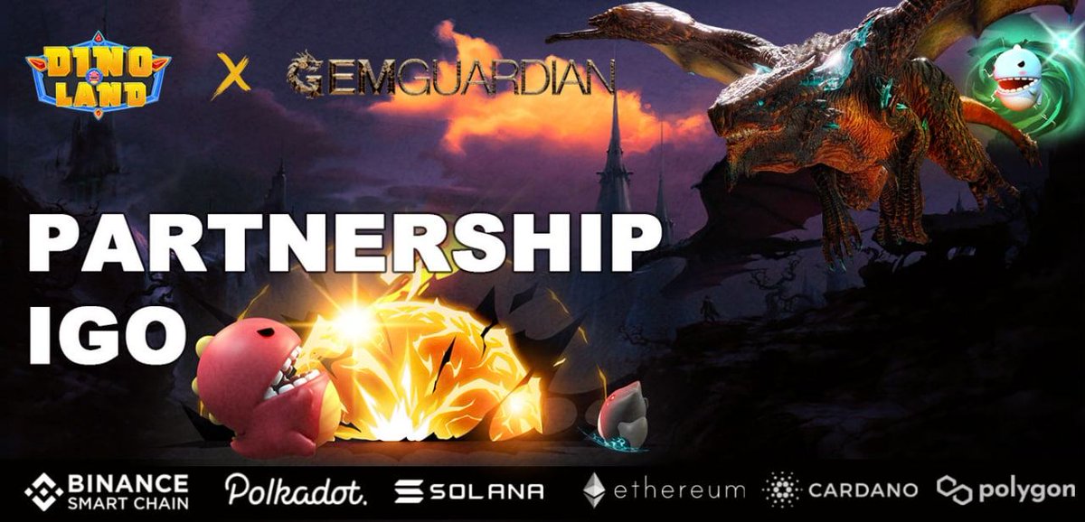 <a href="/GemGuardianNFT/">Gem Guardian</a> Partnership #IGO for <a href="/Dinolandgame/">Dinoland</a> Presale to Celebrate the Pledge to Build a Cross #Metaverse Ecosystem. 🎉🎉🎉

Rules for IGO Whitelist:
✅ Stake $GEMG in New Pool 
✅ Follow <a href="/Dinolandgame/">Dinoland</a> and <a href="/GemGuardianNFT/">Gem Guardian</a>
✅ Tag 3 Friends 

$BSR $DNL $GEMG #IGO