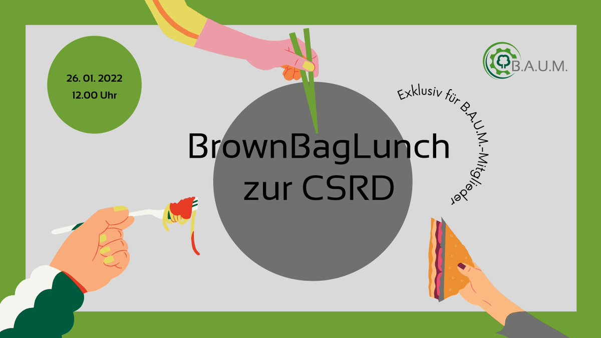 Nächsten Mittwoch gibt’s einen BrownBagLunch: Wer von unseren Mitgliedern mit @zwick_yvonne über die EU-Richtlinie zur #Nachhaltigkeitsberichterstattung #CSRD ins Gespräch kommen will, ist herzlich eingeladen: ow.ly/4QM950HwIJr #KMU  #NetzwerkNachhaltigkeit |lw