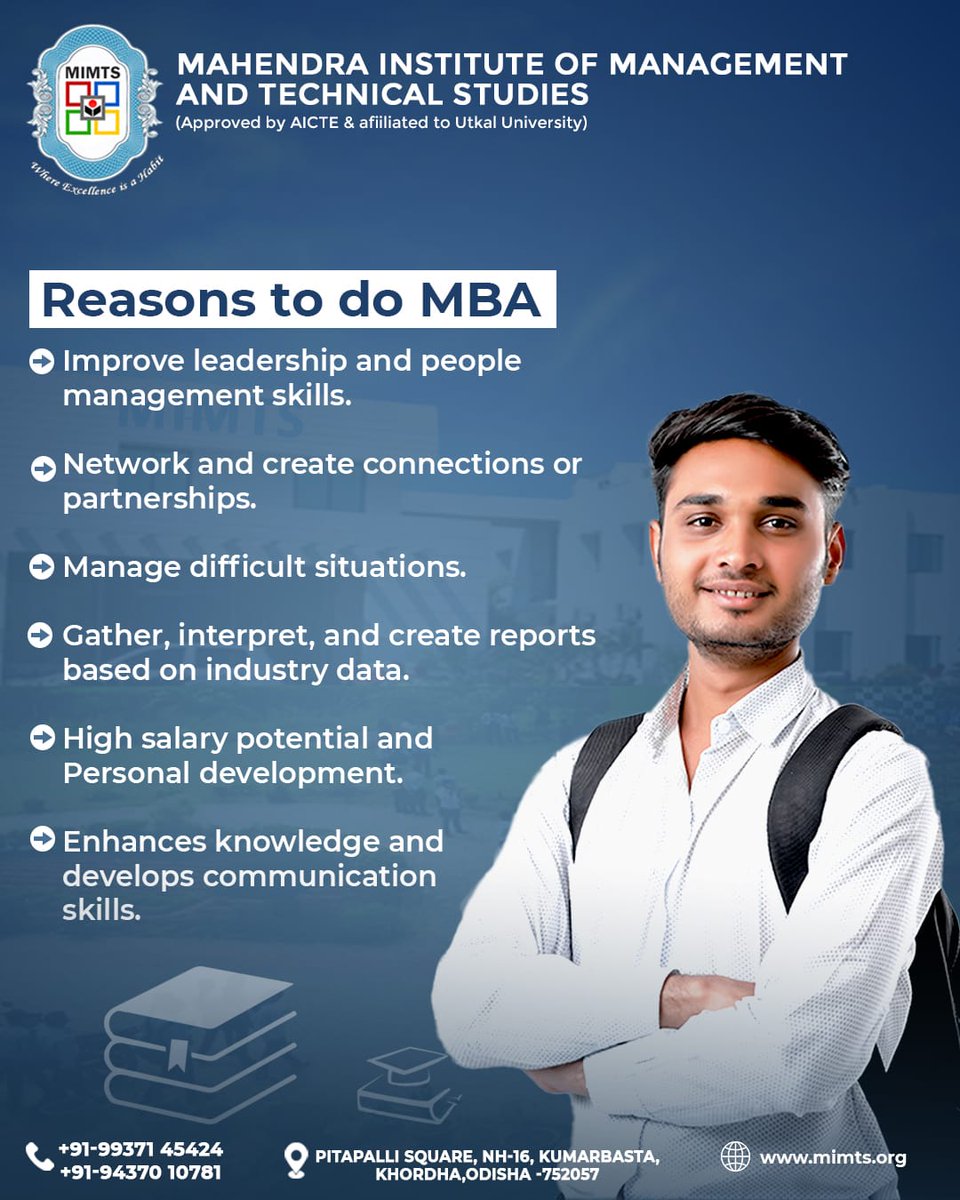 MimtsBSchool's tweet photo. Need more reasons to do an MBA! Join Mahendra Institute of @MimtsBSchool today.
Admission Open Now for MBA!
To know more visit: https://t.co/1f66qKLjr4
Contact Details: 📲 9937145424 |📲 9437010781
.
.
#BusinessSchool #Bhubaneswar #mimts #AdmissionsOpen #admissionsopen2021 #cat https://t.co/pLQPyAHhLD