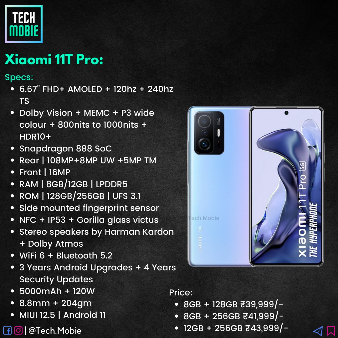 TechMobie's tweet photo. #Xiaomi11TPro #Xiaomi11TPro5G https://t.co/g0LWNgEl5u