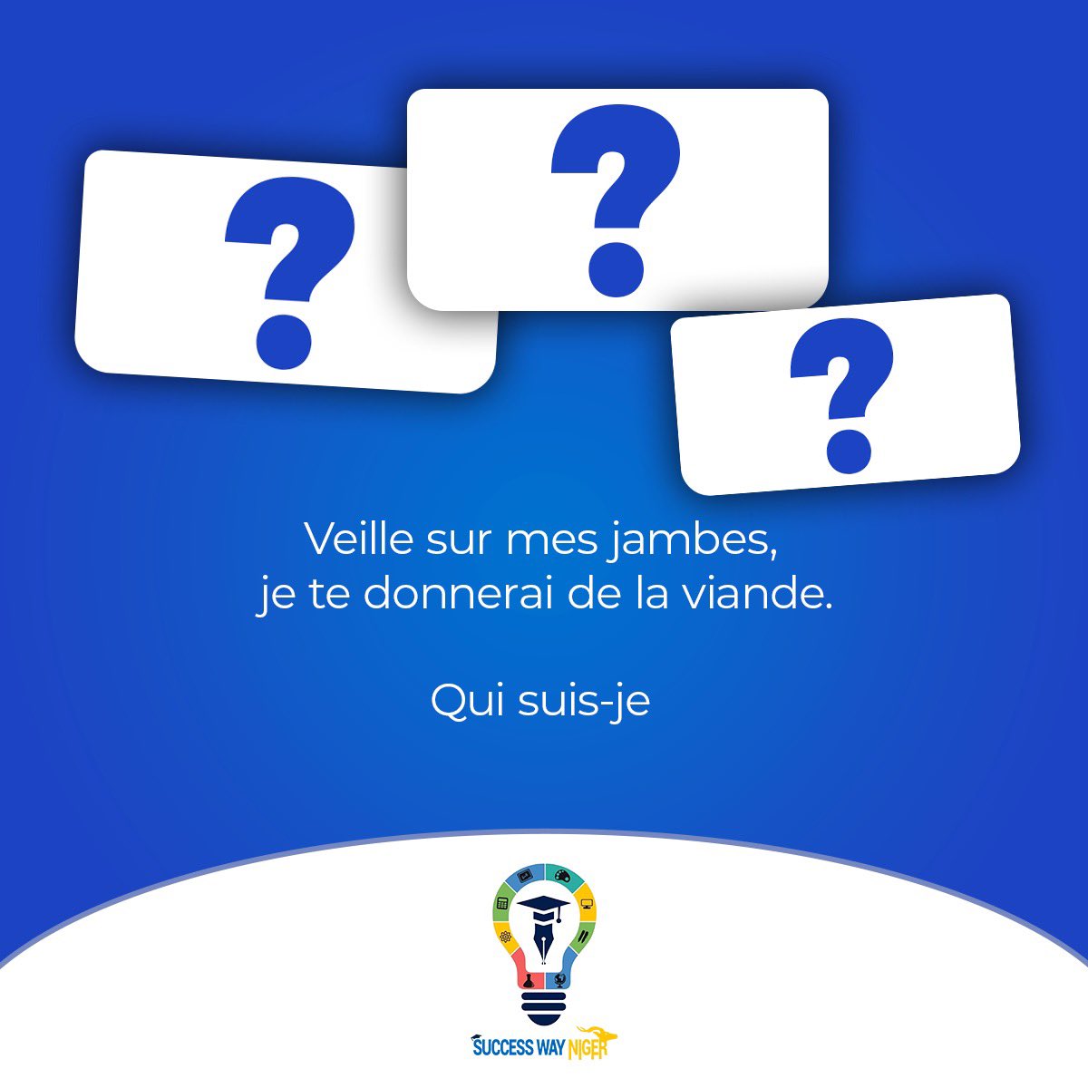 Succeswayne's tweet photo. #Devinette 

Veille sur mes jambes, je te donnerai de la viande.

Qui suis-je ?

#successway #Niger #tl227 #jeuneTalent #2022Goals #vaccins https://t.co/4TThPzyheA