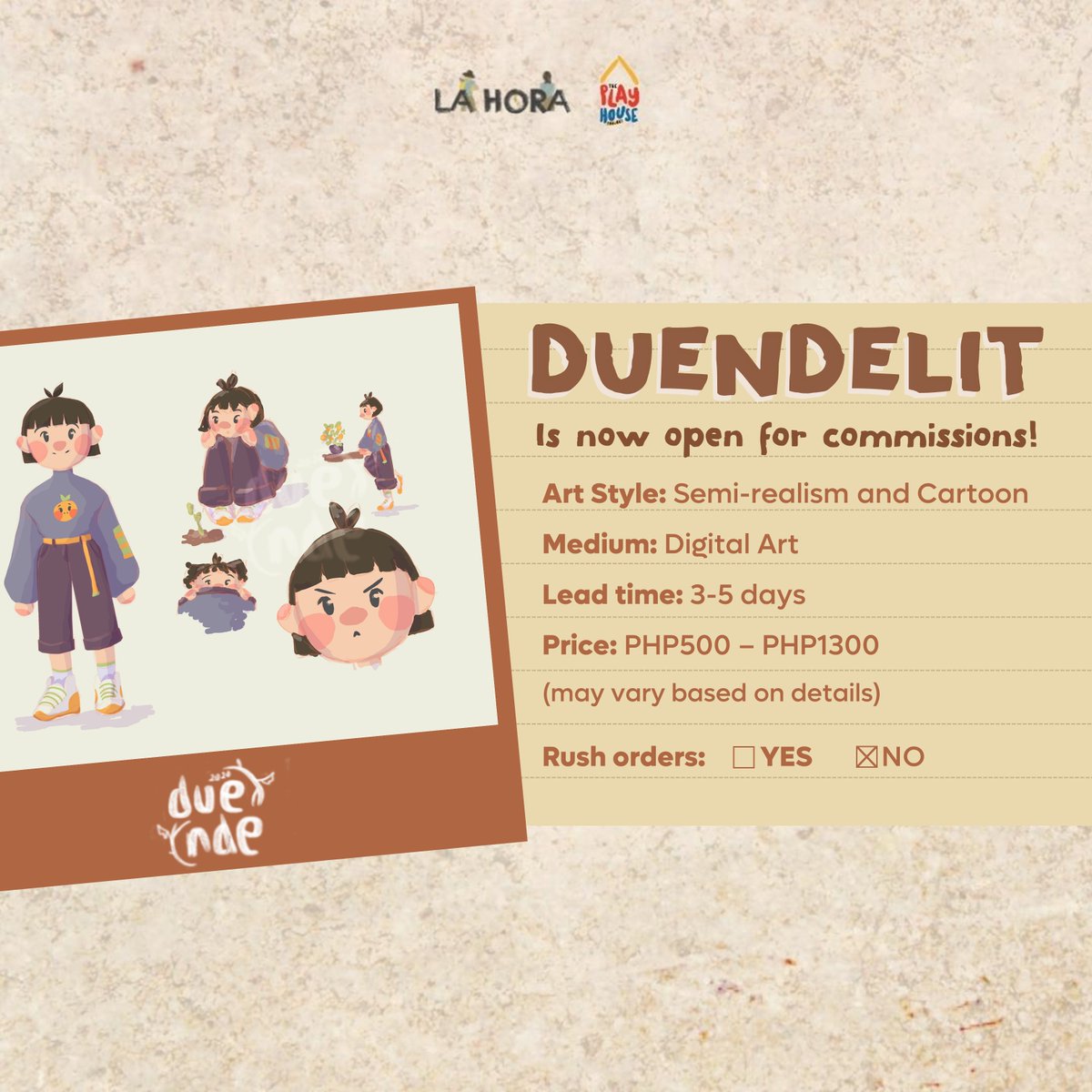 playhouseproj's tweet photo. El Museo de Arte is now accepting art commissions!
Get to know our partner artists! 👩‍🎨

Our platinum partner, Duendelit, an artist who shares bits and pieces of herself to the world. 🧩🌈

Our gold partner, 4alpas, an artist who likes to draw emotions in motion. ✨🎨
#LaHora2022 https://t.co/wmfOxFITP6