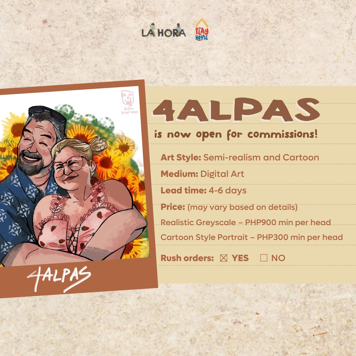 playhouseproj's tweet photo. El Museo de Arte is now accepting art commissions!
Get to know our partner artists! 👩‍🎨

Our platinum partner, Duendelit, an artist who shares bits and pieces of herself to the world. 🧩🌈

Our gold partner, 4alpas, an artist who likes to draw emotions in motion. ✨🎨
#LaHora2022 https://t.co/wmfOxFITP6