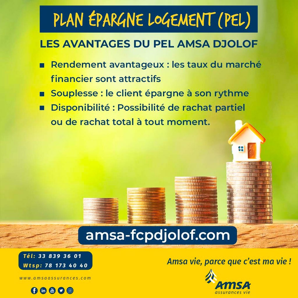 AmsaAssurances's tweet photo. Les avantages du PEL Amsa Djolof :
Pour plus d'infos : https://t.co/qMcLg57Hl9
Ayons le réflexe Amsa !
#Amsa #AmsaAssurances #Senegal #Djolof #PEL #ReflexeAmsa https://t.co/fx8daGQtTp