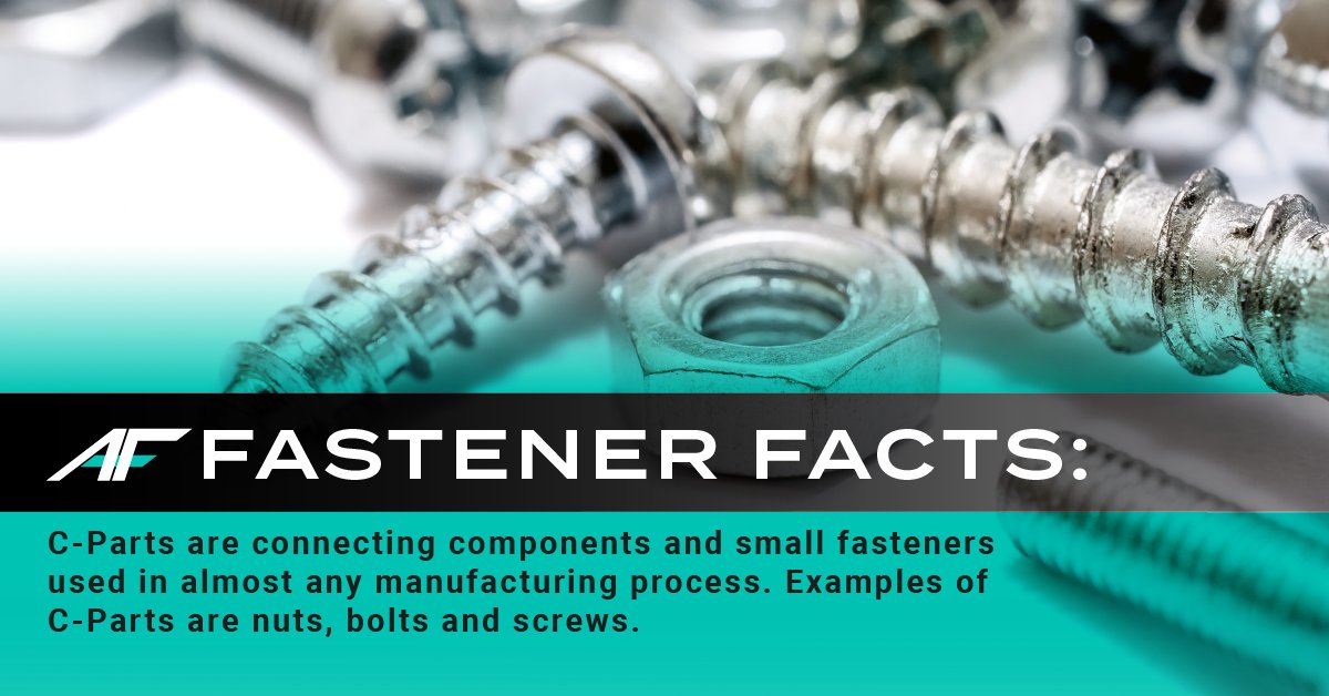 FASTENER FACTS
C-Parts are connecting components and small fasteners used in almost any manufacturing process. Examples of C-Parts are nuts, bolts and screws.
#fasteners #fastenerfacts