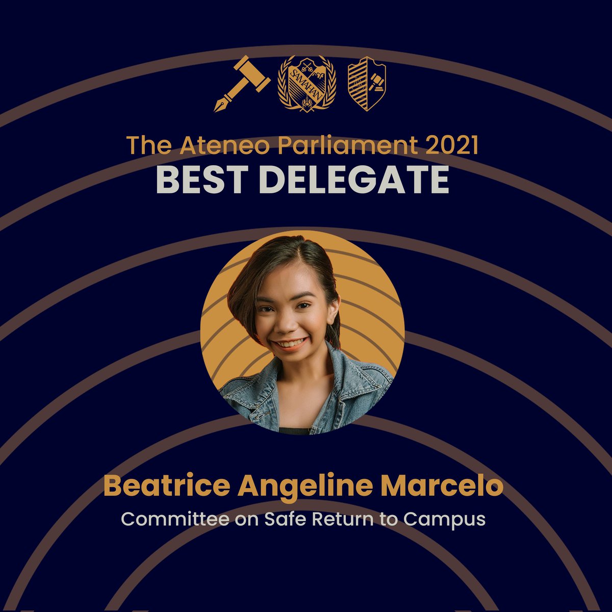 theateneopar's tweet photo. #IkawNaman proudly presents the Best Delegates of The Ateneo Parliament 2021! 🏆✨

This set of delegates exhibited exemplary commitment and truly championed the causes they believe in through the power of policy-making.

Congratulations, delegates!
[1/3] https://t.co/hvObyZXodC