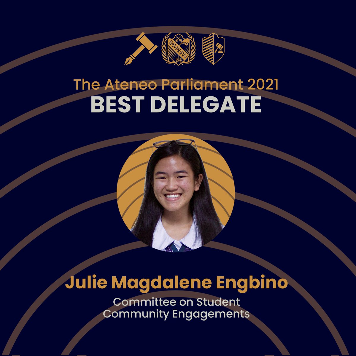 theateneopar's tweet photo. #IkawNaman proudly presents the Best Delegates of The Ateneo Parliament 2021! 🏆✨

This set of delegates exhibited exemplary commitment and truly championed the causes they believe in through the power of policy-making.

Congratulations, delegates!
[1/3] https://t.co/hvObyZXodC