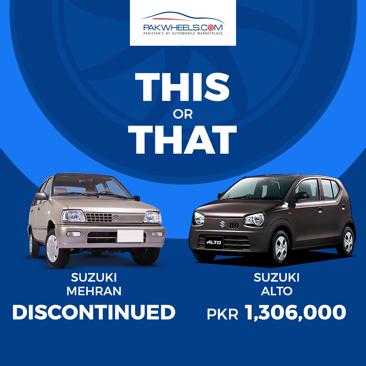 PakWheels's tweet image. "Old is gold" Or "New is always better"
Find used Suzuki Mehran &amp;amp; Alto here: ow.ly/ZF4x30s7Msn 
#PakWheels #SuzukiMehran #SuzukiAlto