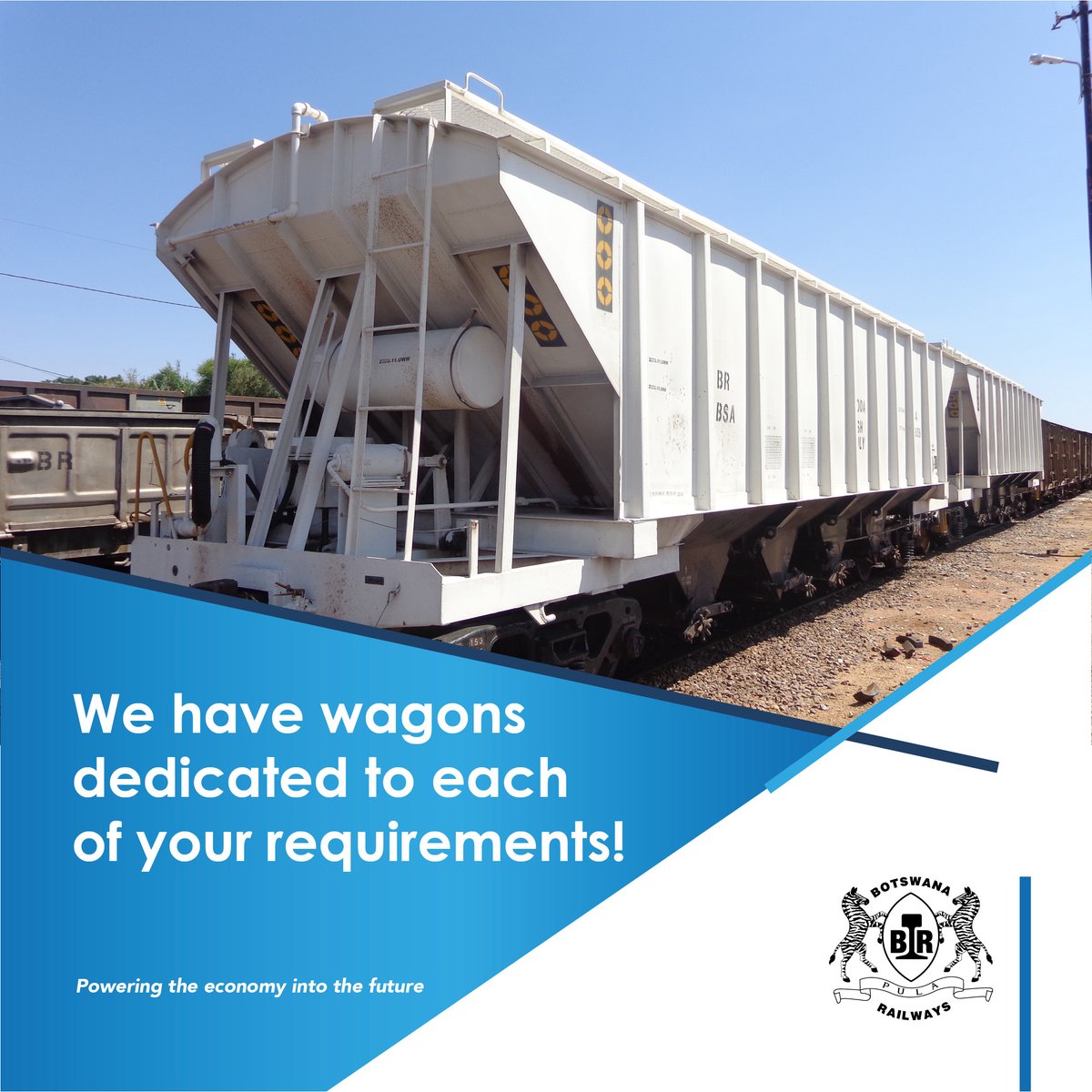 BotswanaRail's tweet photo. Have you heard? 👂🏽
The Botswana Railways wagons come in different types to safely transport variety of commodities that benefit us all, like the BPT wagon that was specifically designed to help you safely move fuel oils such as petrol or diesel! https://t.co/yZCga72KgR