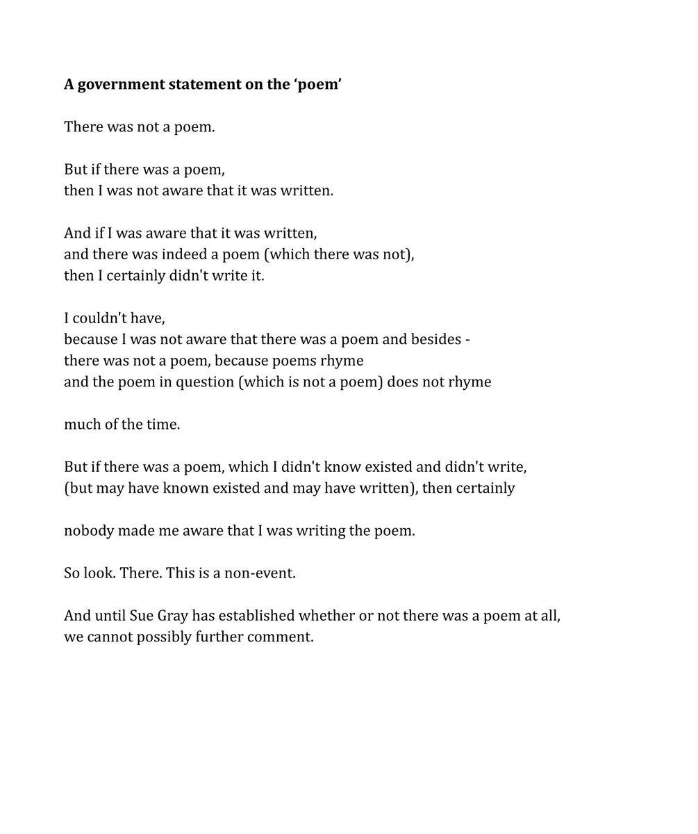 A government statement on the 'poem'