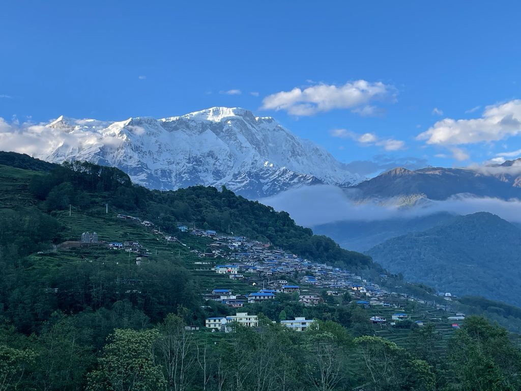 Sikles village on a mountainside in Kaski district, Nepal.
