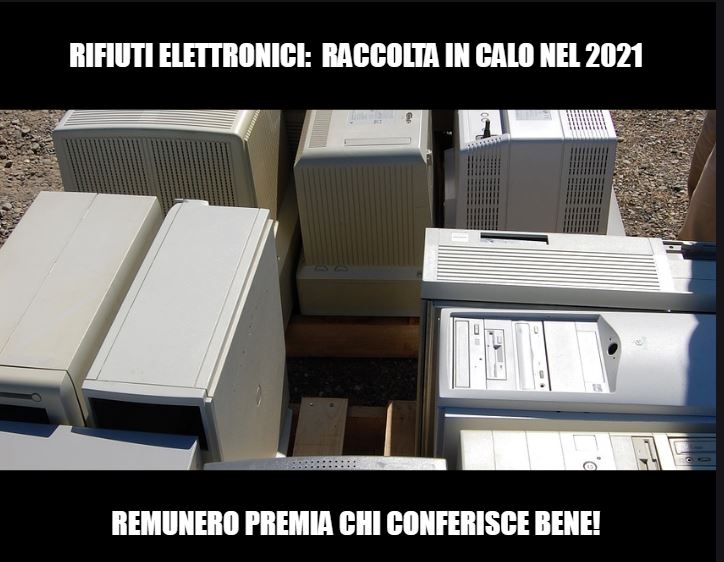 RIFIUTI ELETTRONICI, RACCOLTA IN CALO NEL 2021
Quelli smaltiti in Italia pesano 288mila tonnellate,in flessione sul 2020 per il calo del tasso di sostituzione degli apparecchi e il mercato parallelo.#Remunero incentiva un corretto conferimento differenziato tramite la premialità