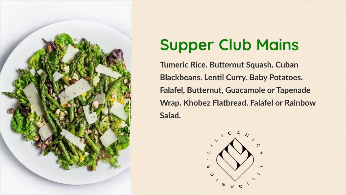 liliganics's tweet photo. At Liliganics Supper Club on 22/01/2022, choose main meal from:
Tumeric Rice. 
Butternut.
Blackbeans.
Lentil Curry.
Baby Potatoes.
Wraps.
Khobez Flatbread. 
#beaconsfield #wooburngreen #amersham #chesham #bournend #marlow #maidenhead #burnham #foodie #vegan #veganuary #vegetarian https://t.co/y9zVqycvCF
