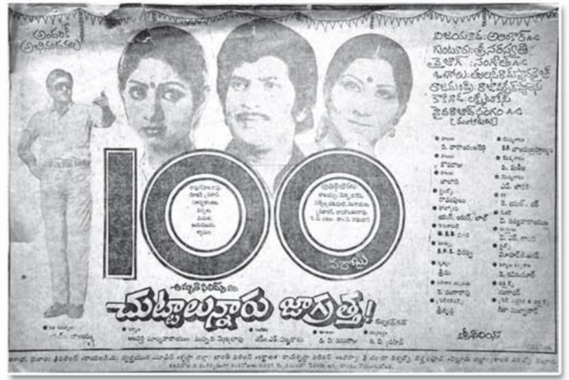 #SuperstarKrishna garu
Super Duper Hit Movie #ChuttalunnaruJagratha 
Direct 100 Days