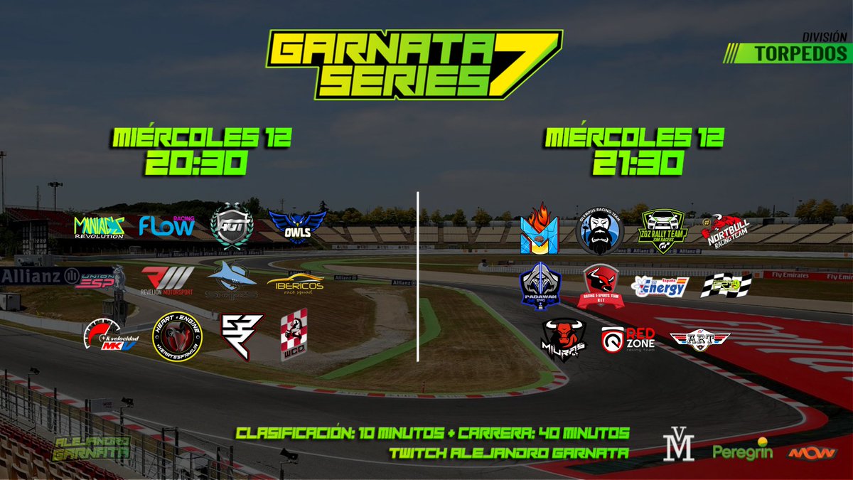 🏆 #GarnataSeries7 | #GTSport 

➗ | TORPEDOS 

¡La aventura llega a la ciudad maravilla!

🇪🇦 Circuit de Barcelona
📅 Miércoles 19
⌚ 20:00
📺 Twitch Alejandro Garnata

#Puroespectáculo
#Rompiendoeljuego