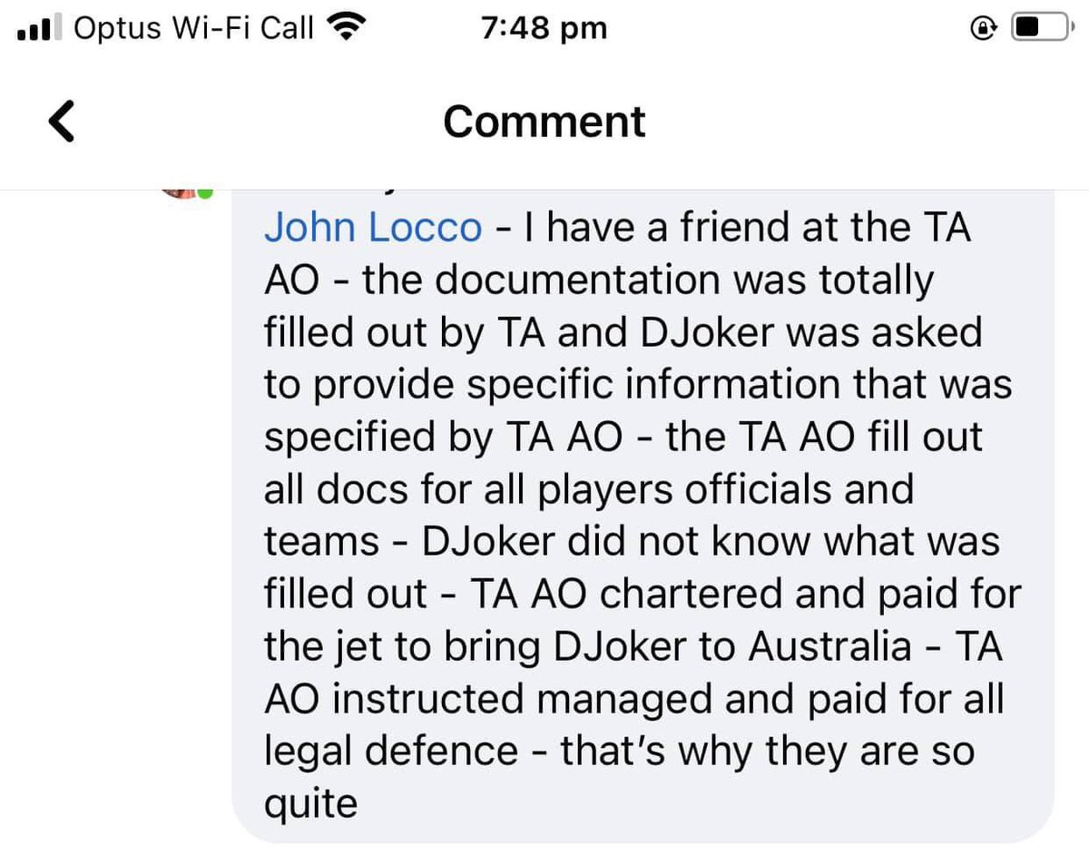 CarlBernstein2's tweet photo. @Locco1John Hey @nuitekoha @Locco1John @JackieHeraldSun you know that @DjokerNole caught a scheduled @emirates flight, and his agents filled out his visa forms right?  What’s with these whacky conspiracy theories from a friend of a friend in the internet? Ping @CraigTiley @AustralianOpen https://t.co/dpiXguA9Is