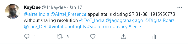 11kaydee's tweet photo. After this, I get a call from an Appellate officer(floor supervisor) who is reluctant to listen to consumers &amp; loves to put blame on them rather than take ownership. @Airtel_Presence @DoT_India @TRAI @TRAI_OHD #OpenToQuestionKissMy defragmentation is required at @airtelindia https://t.co/C5U8XMiAJO