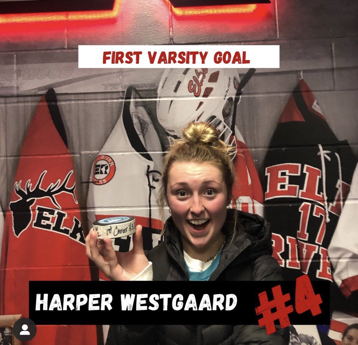 elkriverpuck's tweet image. Congrats to Harper Westgaard for her first varsity goal last night—it was a beauty!  WAY TO GO, HARPER!!