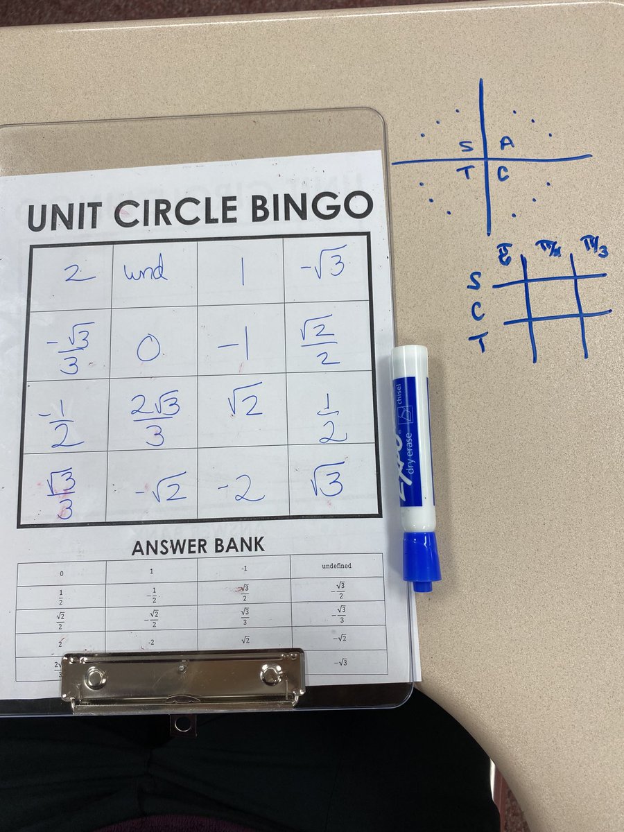 stacieb3's tweet image. @mathequalslove We played Unit Circle Bingo with great success! My students didn’t want to stop. You are always an inspiration! #iteachmath