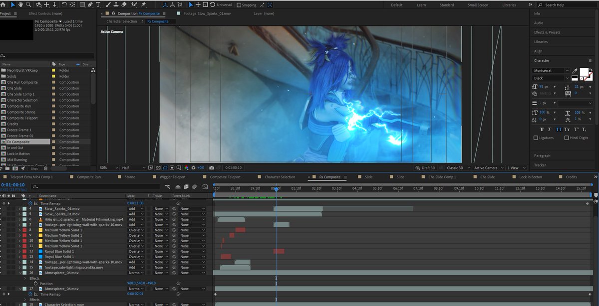 ImDigitalArch's tweet photo. Timeline reveal on how we did the character selection scene in the live-action cinematic trailer for @charechii 's #Neon Cosplay ⚡️💙💛 

#Valorant #Agent19 https://t.co/Im6DcF8lRI