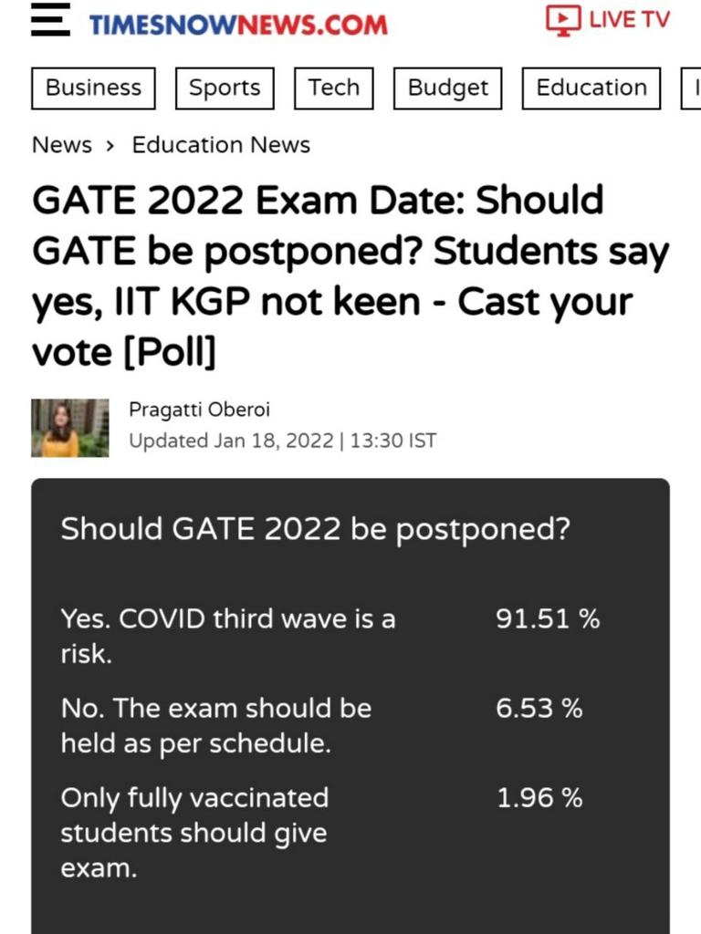 #postponegate2022 <a href="/IITKgp/">IIT Kharagpur</a> <a href="/gate2022iitkgp/">GATE 2022</a>
