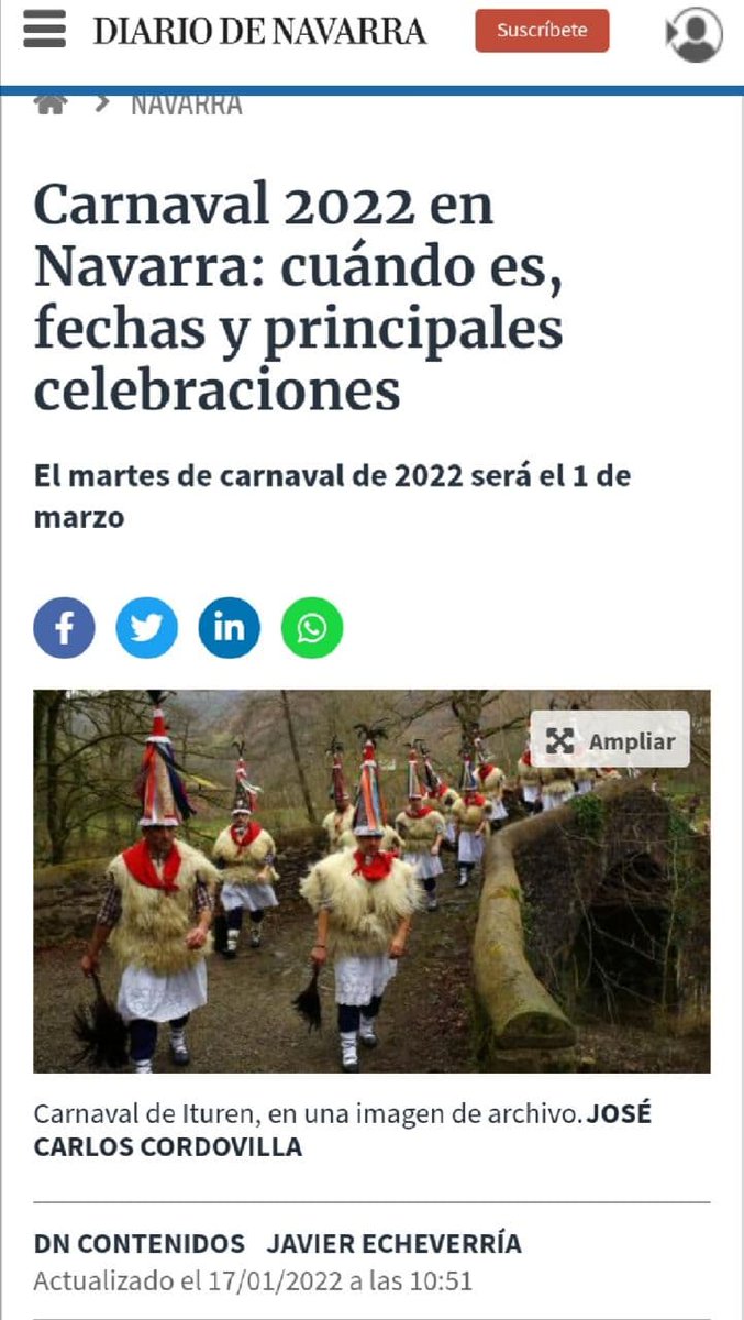 ❗<a href="/DiariodeNavarra/">Diario de Navarra</a>-n 📰 inauteriei buruz argitaraturiko artikuluan 👒🎉🎭 #Lesaka-ko inauteritan gizonak zakozarrez eta emakumeak mairuz mozorrotzen direla idatzi berri dute.

💢1993an ateri ziren emakumeak lehen aldiz zakozar, duela 29 urte‼️

🧵👇