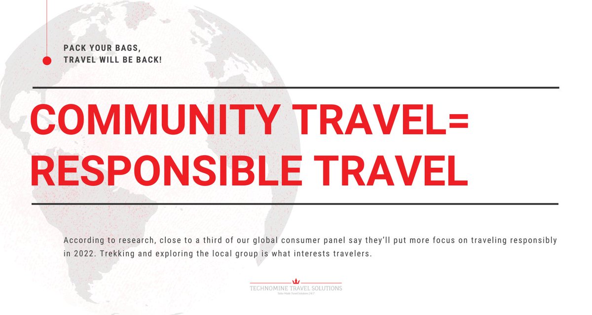 Supporting the local community and helping them grow with tourism is the new rising trend in 2022. Travellers are looking for destinations where they get a sneak peek into people's real lives. 

#CommunityTravel #ResponsibleTravel #TravelAssociation #TravelAgents #TourOperators