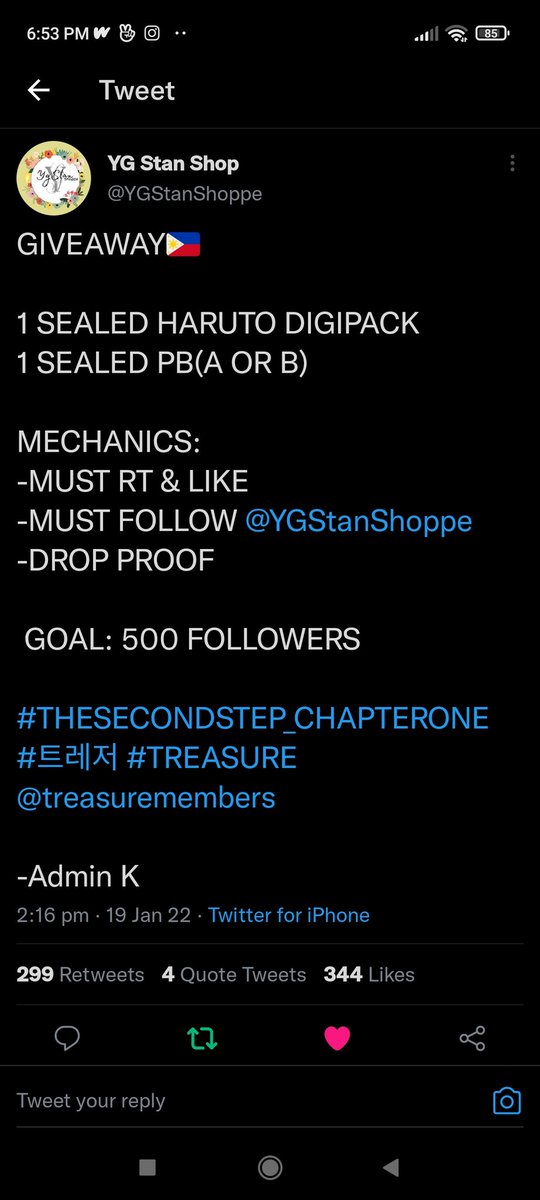 damiebami's tweet photo. @YGStanShoppe @treasuremembers Thank you so much po <3 https://t.co/OVJo7bUewP