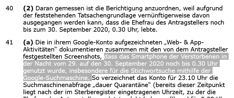 Loeffel_Abrar's tweet photo. Dank Google! Anspruch des Ehemannes auf Korrektur des Todeszeitpunkts seiner Ehefrau
Schleswig-Holsteinisches Oberlandesgericht, 2 Wx 30/21 https://t.co/EFhPRww03y
#PStG #FamFG @gerechtGericht https://t.co/GesTeC7bJt