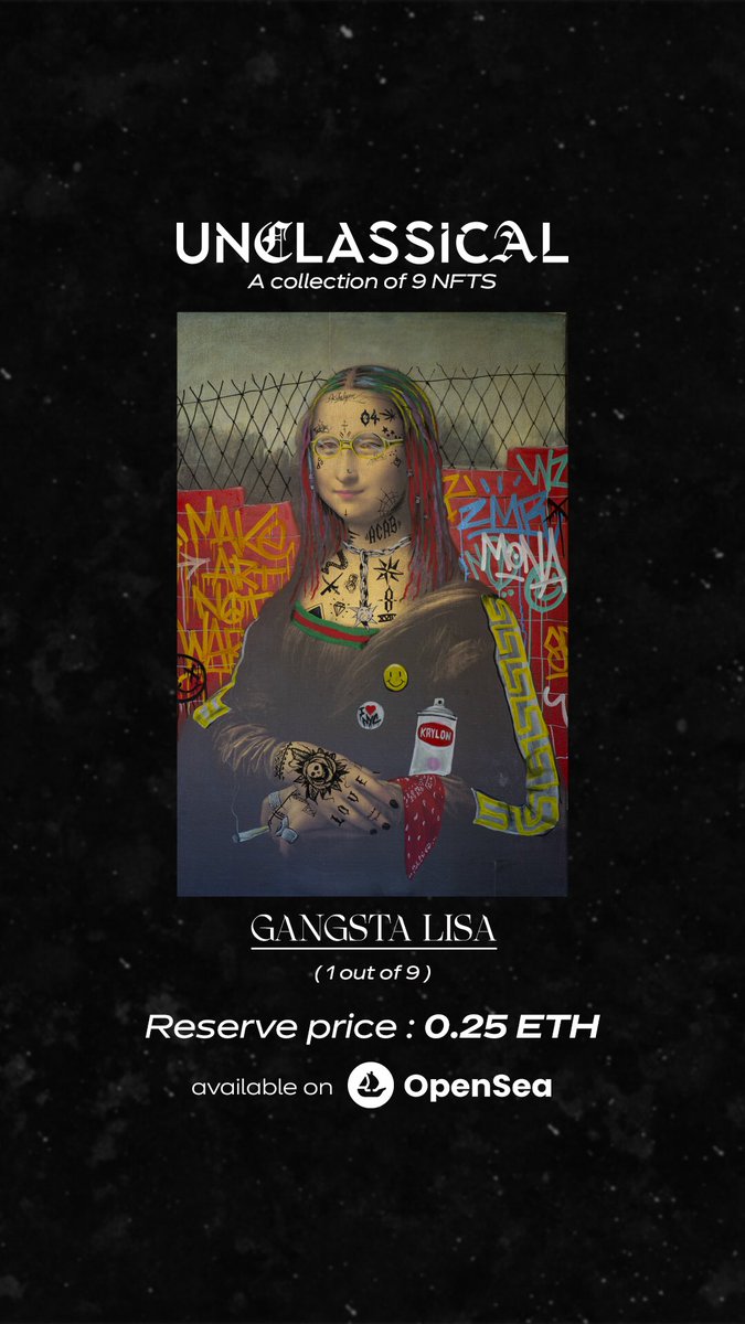 thedsideco's tweet photo. First unique asset of the collection: 
Gangsta lisa - 150 cmx100 cm - Hand painted on printed original artwork https://t.co/PRoBvKbmbu