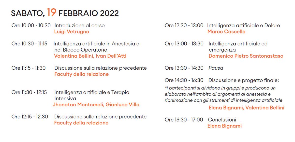 ISCRIZIONI:  https://formazione.siaarti. it/event/1352/showCard
Corso AGATA, #Artificial Intelligence,  #SIAARTI
