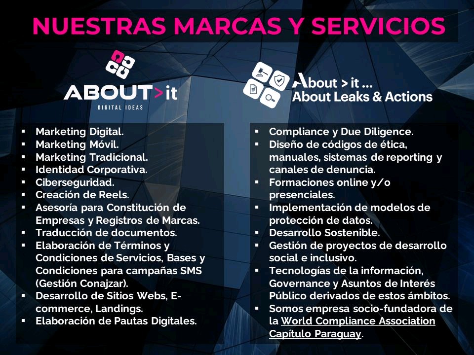 about_ideas's tweet photo. 🎯En About it Digital ideas combinamos tecnología e innovación, asesorando a nuestros clientes con un enfoque basado en la ética reputacional como valor empresarial.
👉Contáctanos: info@aboutit.com.py #innovación #tecnología #negocios #marketingdigital #ventas  #omnicanalidad https://t.co/QwBXUS6Iwb