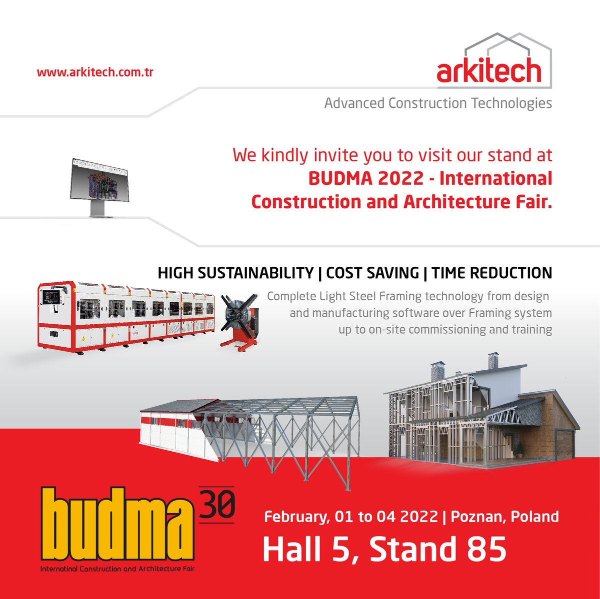 arkitechfsystem's tweet image. We kindly invite you to visit our stand at BUDMA 2022 - International Construction and Architecture Fair.

Hall: 5
Stand: 85

#Arkitech #LGS #Rollformer #LGSDesign #ColdFormedSteel #Budma #Budma2022 #LGSFramer #CFS #LGSRollformer