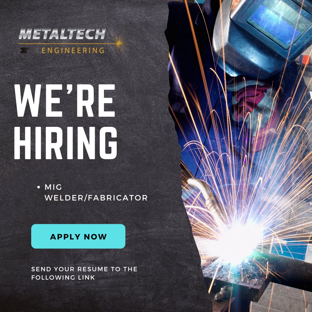 We are hiring at Metaltech Enginnering. Looking for  an experienced and skilled welder / fabricator.

#enginneringjobs #ireland #clare #sixmilebridge