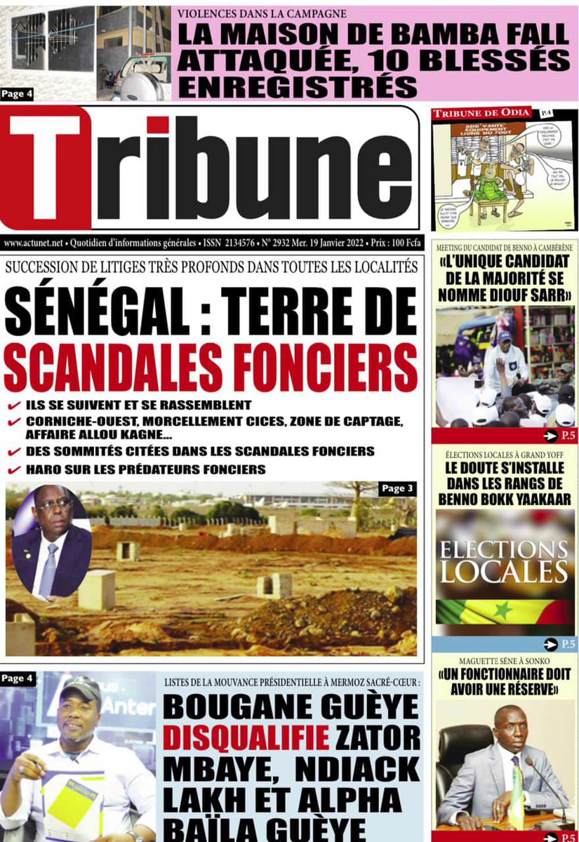 Rentrée solennelle des cours et tribunaux :
Le Pdt. Macky trouve que l'application des recommandations de la Cnrf aurait permis en moins de 12 mois la dilapidation du domaine national par les collectivité. Il a décidé de conservation la loi 64-46 de 1964 sur le domaine national.