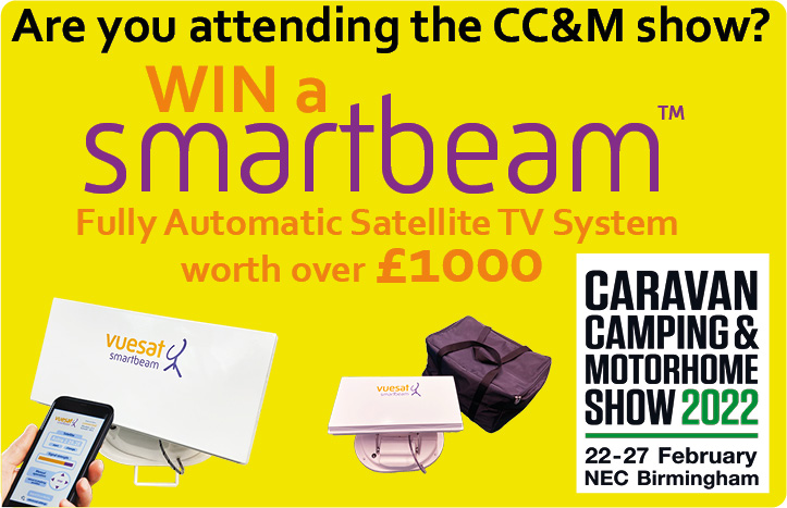 Satgear's tweet image. WIN a Vuesat Smartbeam™ Automatic Satellite TV System WORTH OVER £1000 at the CC&amp;amp;M show at the NEC Feb22
1. Enter your contact details here: satgear.co.uk/ccm-competition 
2. Retweet for an additional 4 free entries automatically
3. Validate on the Satgear stand 5175b #CaravanCampShow
