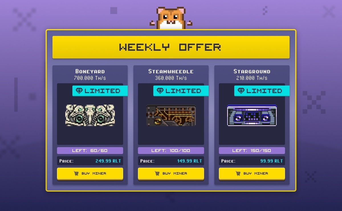 rollercoin_com's tweet photo. What’s up, Rollers?✌️

🐹 Hamster just popped in to remind you that Weekly Offers will reset tonight at 12:00 AM UTC 💫

Make sure to grab yours before they sell out 💥 https://t.co/YfmwoRQc5F