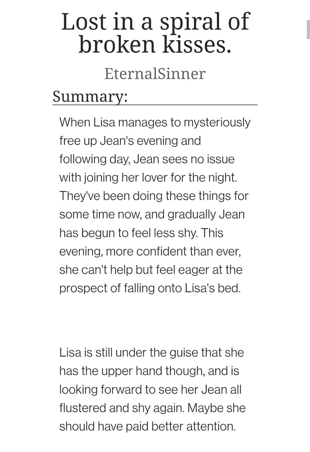 EternalSinner on X: A second chapter to my JeanLisa wlw smut fic, this  time with even more feelings! Genshin hash me on a leash. I hope you all  enjoy. t.couZxnPbhy7G t.coR2ao20VyPC 