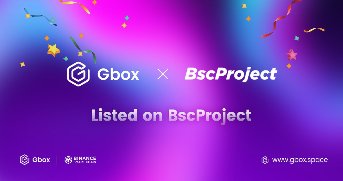 #Gbox is officially listed on BscProject
<a href="/BscProjectOrg/">BNB Project</a> 
👇
bscproject.org/#/project/2046

❤️Thanks to all the supporters of Gbox

<a href="/BinanceChain/">Binance Chain</a>
@TheBinanceNFT
<a href="/bsc_daily/">BSCDaily</a>
<a href="/PlayToEarnGames/">Ronin $RON Holder</a>

#BSC #NFT #GBOT