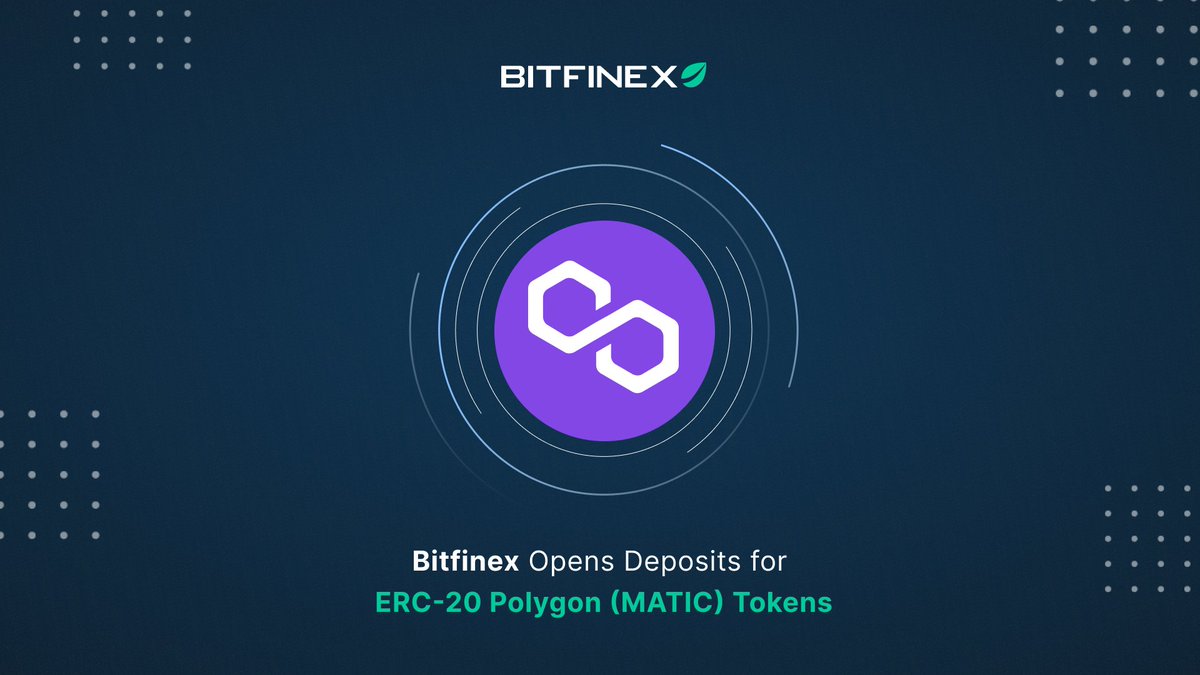 bitfinex's tweet photo. Bitfinex has opened deposits for ERC-20 @0xPolygon ($MATIC) tokens!

Read more about the update of our support for #MATIC.
https://t.co/7elDCrkebk https://t.co/mD35yVDJNJ