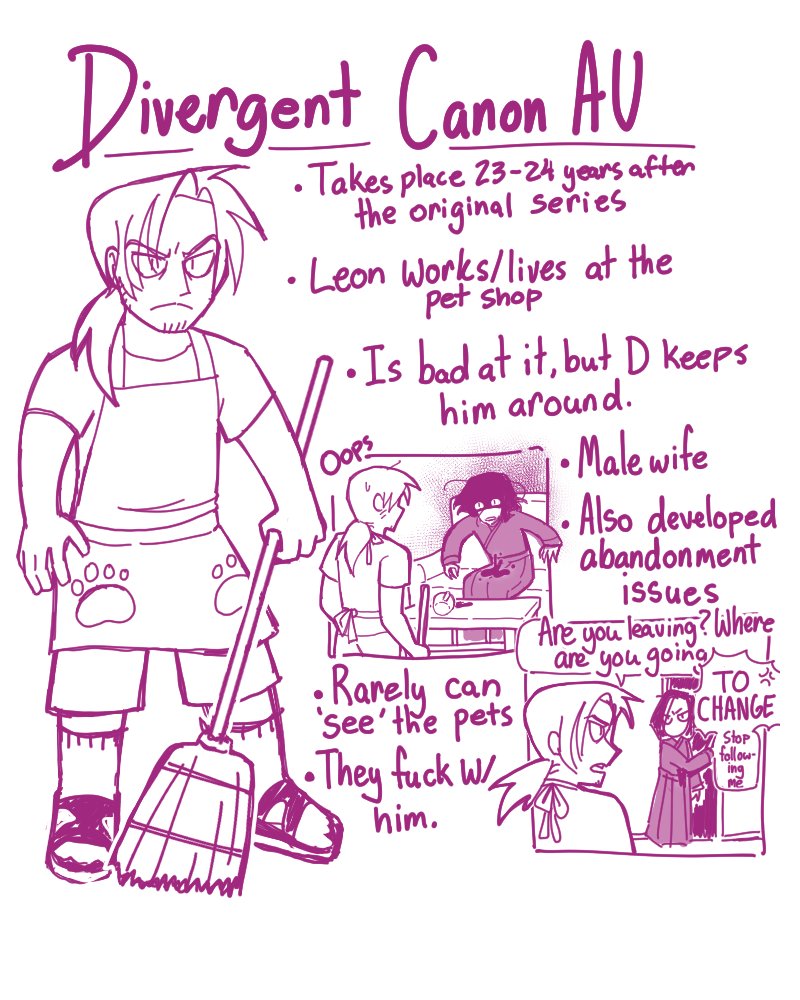 Bong_boy_brown's tweet photo. @LeonD_petshop Oops, never realized I've never uploaded this here 😅 But my little au comics take place 23 years later after Leon finds D and Chris will just take trips visit them sometimes, he's in his late 20s ^^ https://t.co/rxrFviC1tp