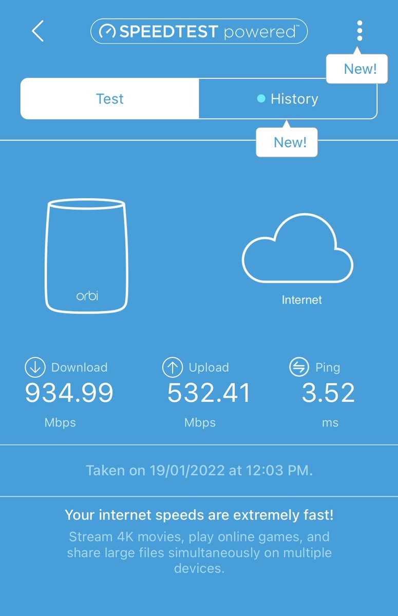 9! Months waiting time but worth the wait. Goodbye data modem. You were slow but steady. #NetgearOrbi