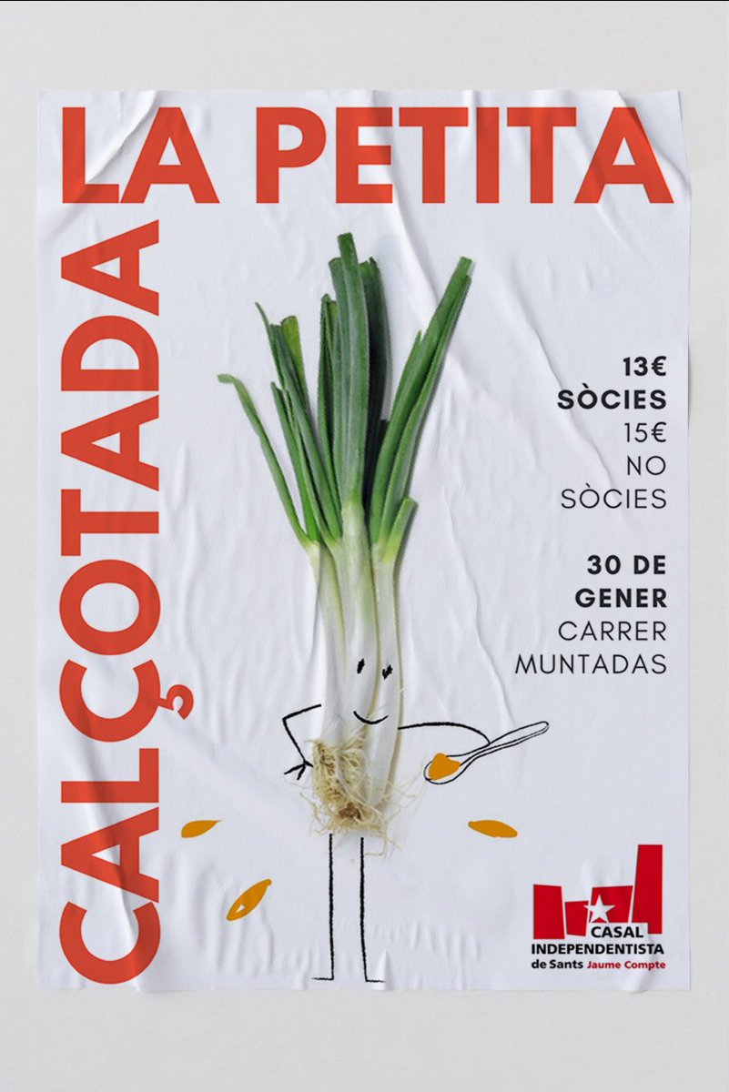 ⚠️Si la pandèmia no ho impedeix, 𝐓𝐎𝐑𝐍𝐀 𝐋𝐀 𝐂𝐀𝐋Ç𝐎𝐓𝐀𝐃𝐀 𝐏𝐄𝐓𝐈𝐓𝐀 del casal.

Entrants, carn per omnívors i carxofes per vegans a la brasa i calçots fins que s'acabin! 🥓🌶️🥦🍹

Serà el 30 de gener i aquest dijous tindrem els tiquets a la venda‼️