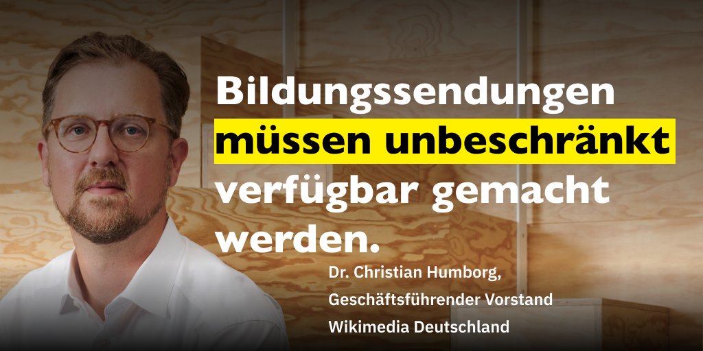 #Bildung hat kein Ablaufdatum – und kennt keine Grenzen. 
Warum die Reformpläne für den öffentlich-rechtlichen Rundfunk nicht an Ländergrenzen halt machen dürfen. Eine Einordnung von Christian Humborg, Gf Vorstand Wikimedia Deutschland. 
#OeffentlichRechtlich 1/8