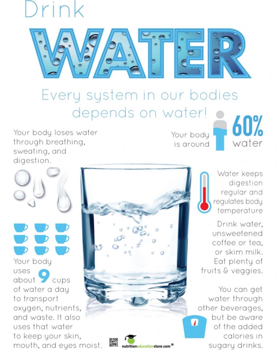 MBSHPsychClub's tweet photo. Drinking water is very important for our physical &amp; mental well being.
Physical benefits of drinking water are attributed to the fact that water:

Carries nutrients and oxygen to cells
Normalizes blood pressure
Stabilizes heartbeat
Protects organs and tissues
    
#selfcare 💦 https://t.co/Jhu1KSz3EN