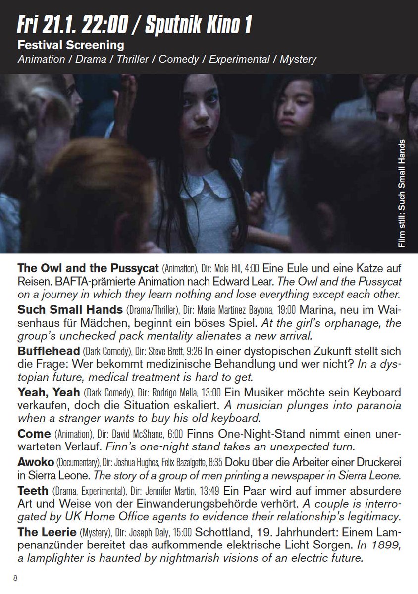 Sputnik_Kino's tweet photo. YES! Freitag starten wir gleich 3fach ins @BritishShorts #Kurzfilmfestival: 18h ein Doku-Specials mit 8 grandiosen Kurzdokus; Danach 20h &amp; 22h Festivalscreenings mit Filmen aller Genres. Für 18 Uhr &amp; 22 Uhr gibt's sogar noch Tickets auf https://t.co/LC5GEusuLj
#Dokumentarfilm https://t.co/Vccac7PQL8