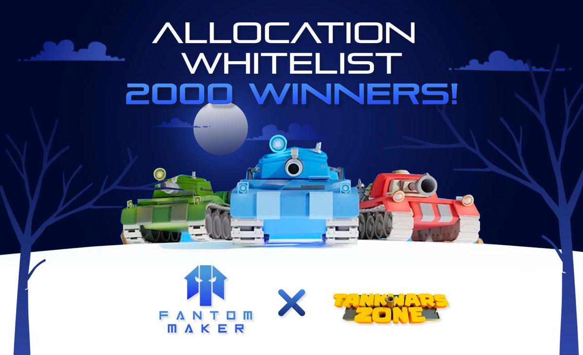 fwseal's tweet photo. Tank Wars Zone IDO Whitelist

JOIN HERE : https://t.co/7KJfClDPl3

- About : Affordable, fun, and easy to earn by playing or staking your Tanks
- Total Raise : $200k
- No. of Winners : 2,000 https://t.co/vyS7eFNC7b