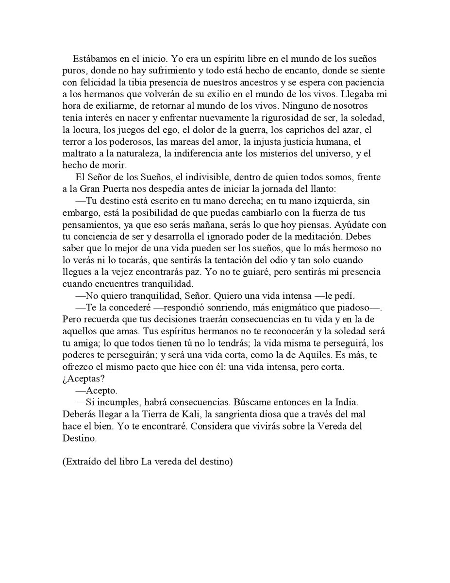 Te comparto el primer capítulo del libro La vereda del destino. Se llama El Señor de los Sueños. Buena jornada.  tatolopez.com