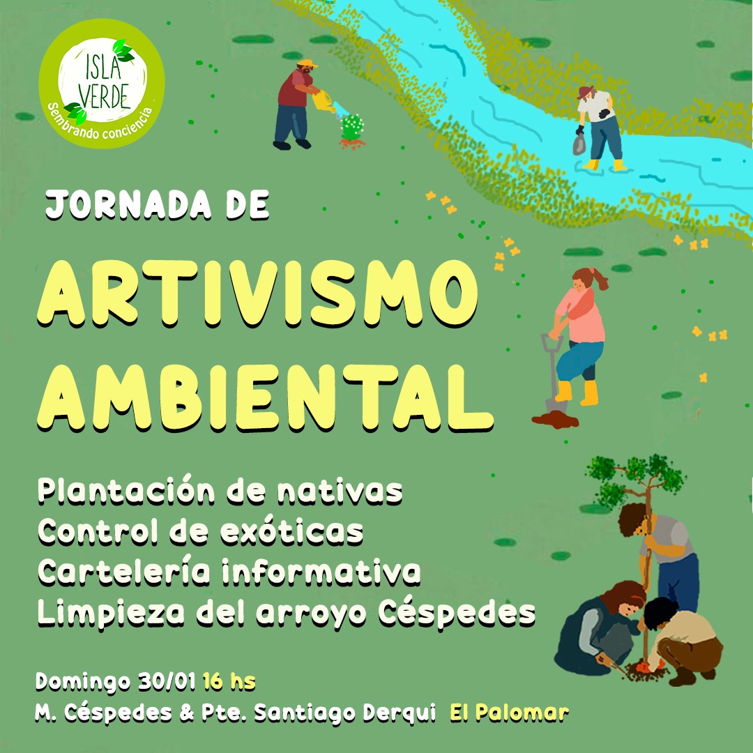 ¡Sumate a la Jornada de artivismo ambiental! 🖌️🌳🌾☀️

Este domingo 30 de enero nos encontramos en el corredor Derqui para activar el espacio verde público con plantaciones de nativas, limpieza del arroyo y realización de cartelería informativa!🌳💧♻️