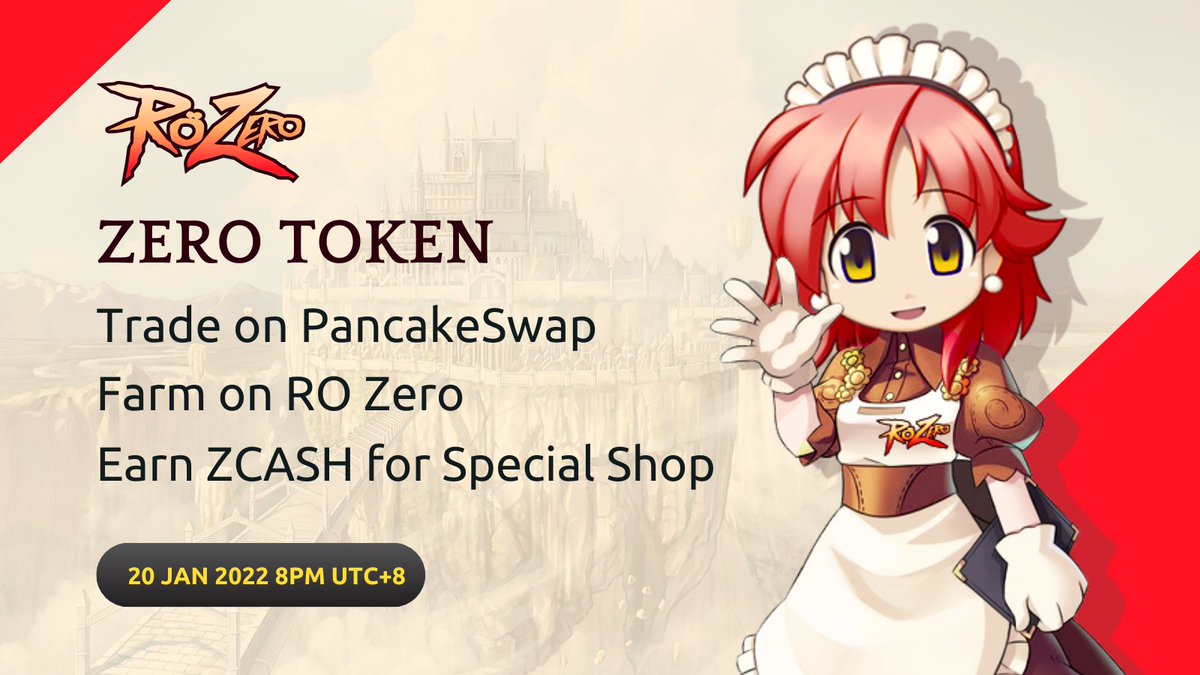 ZeroNFTGame's tweet photo. Announcing $ZERO token listing on #PancakeSwap!
Get ZenyM before OBT!
🔥1 ZERO = 3 $PAUSE (~$3)
🔥ZERO can be converted to/from Zeny in-game!
🔥ZERO-PAUSE farmable on https://t.co/f7Hesj0Td8 for new token
...and also $ELU $ORI
⏰ Sale starts 20 Jan 8pm UTC+8
#ROZero #PlayToEarn https://t.co/2VRyNJCedV